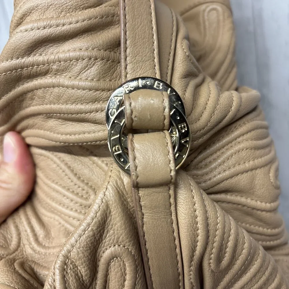 BVLGARI Chandra Handbag Tan Hobo